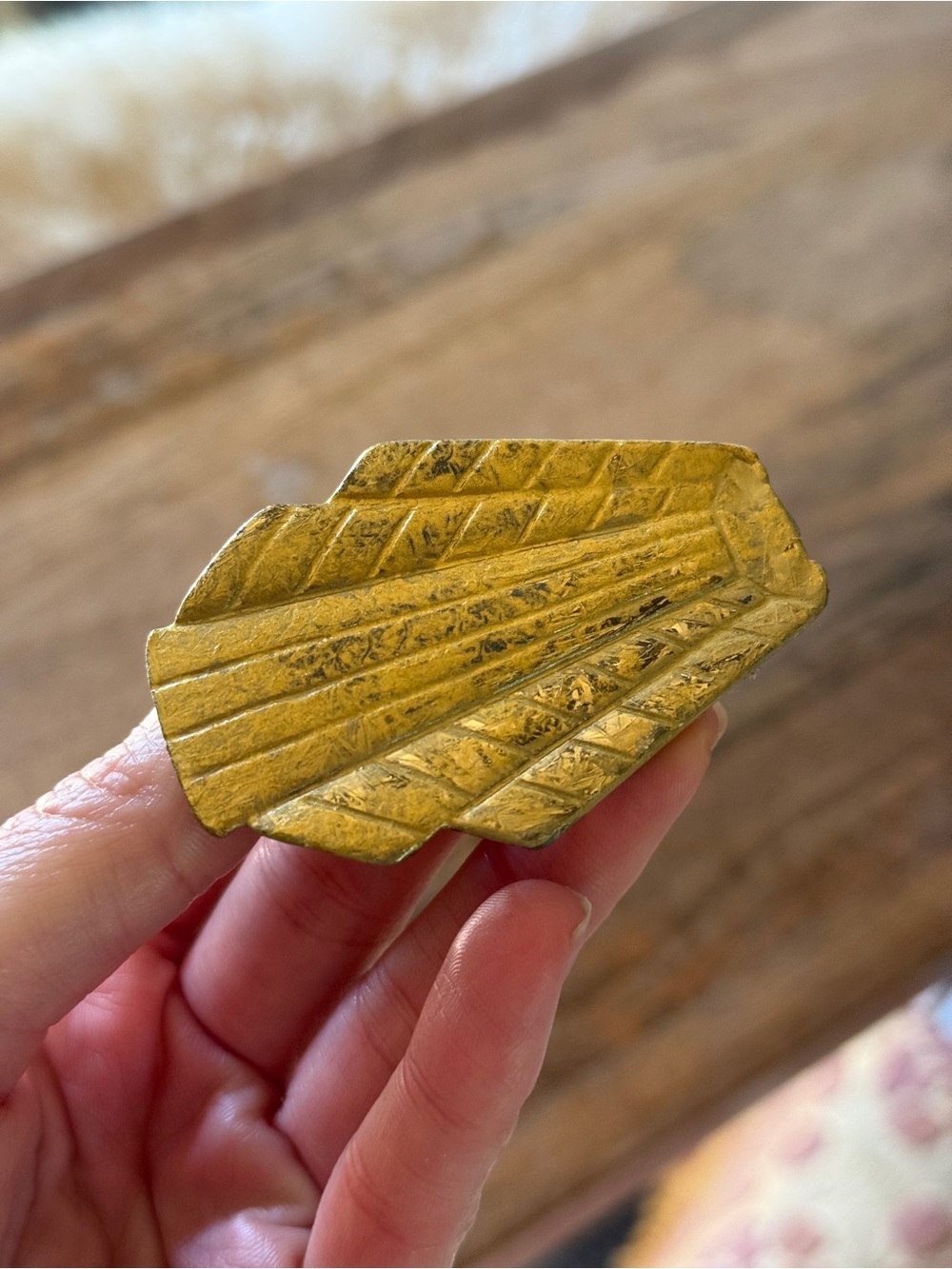 Vintage Gold Art Deco Fan belt buckle